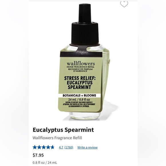 “STRESS EUCALYPTUS+SPEARMINT”, BBW-WB (3) Wallflowers Home Fragrance Refills NWT - Picture 2 of 3